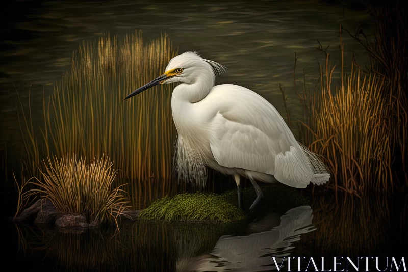 White Bird in Water: Serene Digital Art AI Image