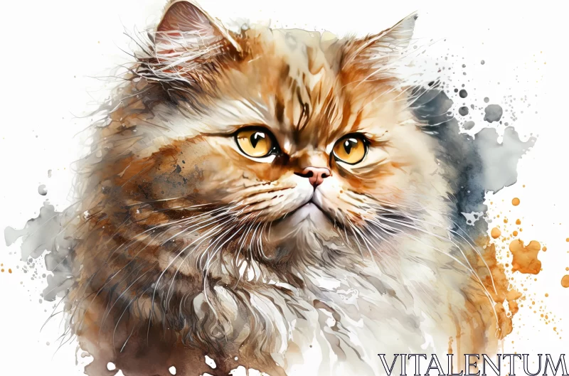 Captivating Watercolor Painting of a Charming Cat | Digital Art Techniques AI Image