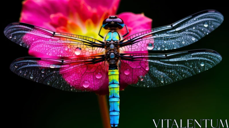 AI ART Dragonfly on Pink Flower - Stunning Nature Close-Up