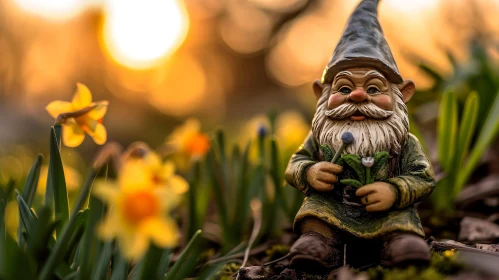 Enchanting Garden Gnome on Moss Bed