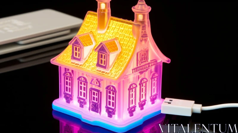 AI ART Enchanting Plastic House Illuminated by Pink Light