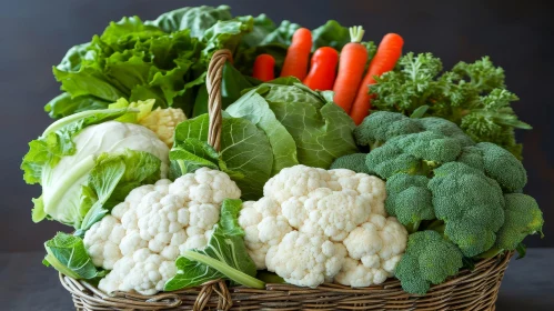 Fresh Vegetables in Wicker Basket - Colorful and Crisp