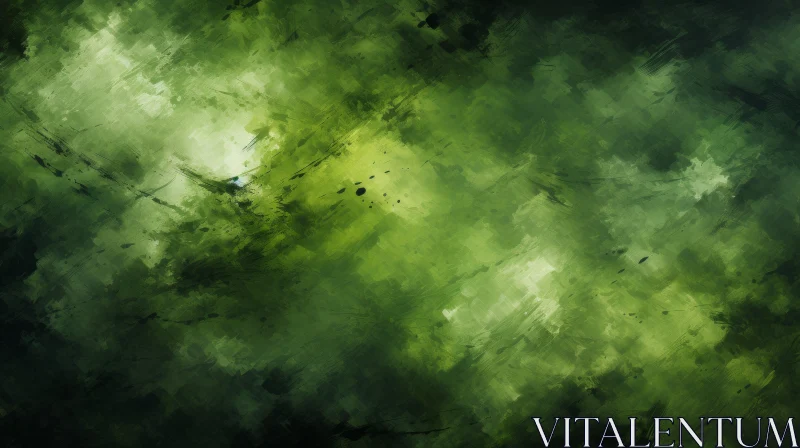 Green Abstract Painting with Dark Spots AI Image