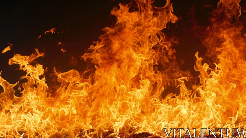 Intense Fire with Orange and Yellow Flames AI Image