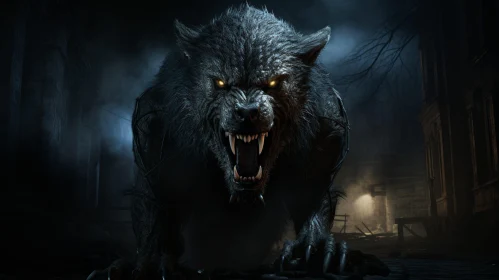 Menacing Werewolf Artwork - Dark and Atmospheric Horror Theme
