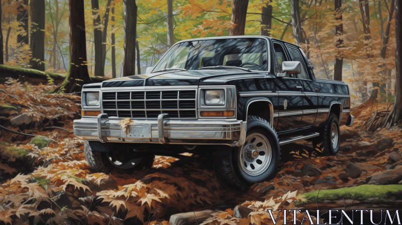 Truck in the Woods: A Captivating and Realistic Artwork AI Image