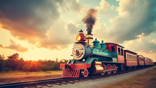Vintage Steam Locomotive Journey Through Scenic Landscape