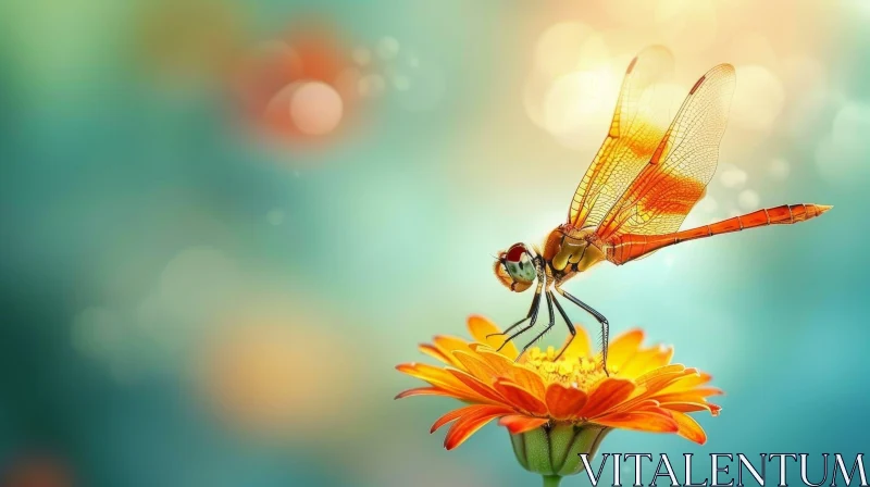 AI ART Dragonfly on Flower - Nature Photography