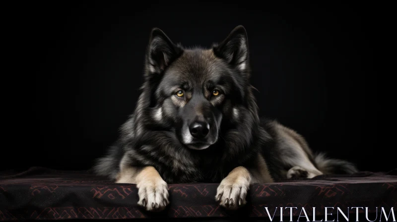 German Shepherd Dog Portrait on Patterned Carpet AI Image