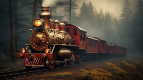 Mystery Train in Foggy Forest