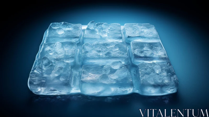 Serene Ice Cubes on Blue Surface AI Image