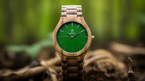 Wooden Watch with Green Dial - Fashion Accessory
