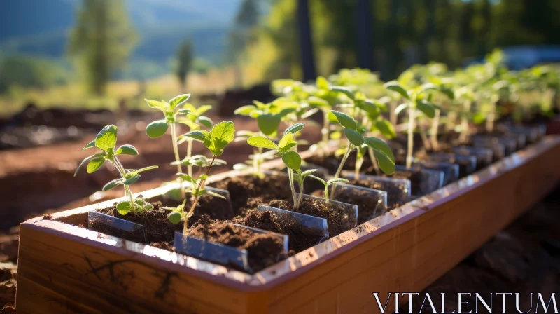 AI ART Green Plants in Wooden Box - Forest Sunlight Scene