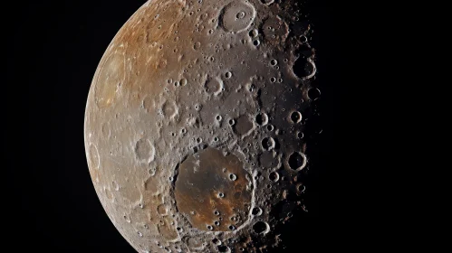 Moon's Cratered Surface - Detailed View