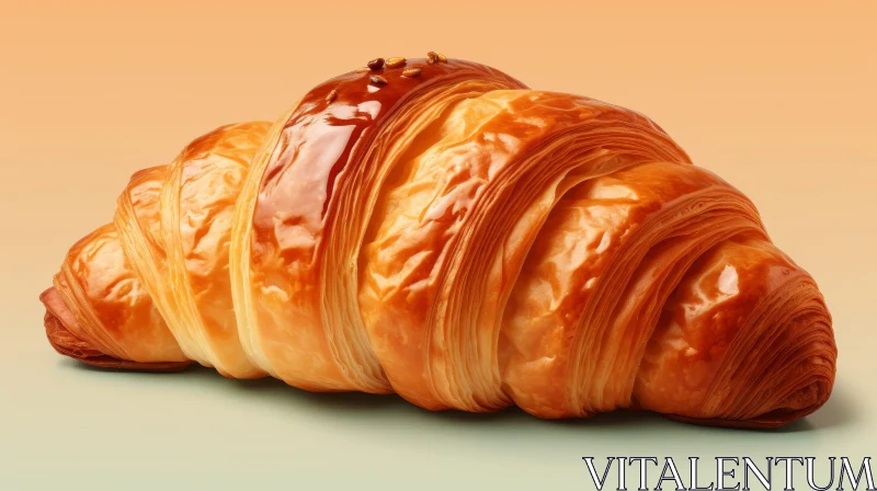 AI ART Delicious Golden Brown Croissant on White Background