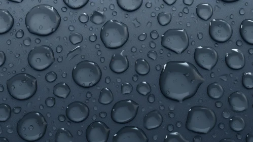 Enchanting Water Droplets on Dark Blue Surface