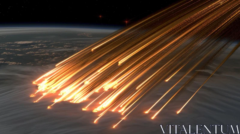 AI ART Meteor Shower View from Space - Stunning Cosmic Display