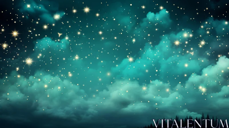 Starry Night Sky - Serene and Beautiful Scene AI Image