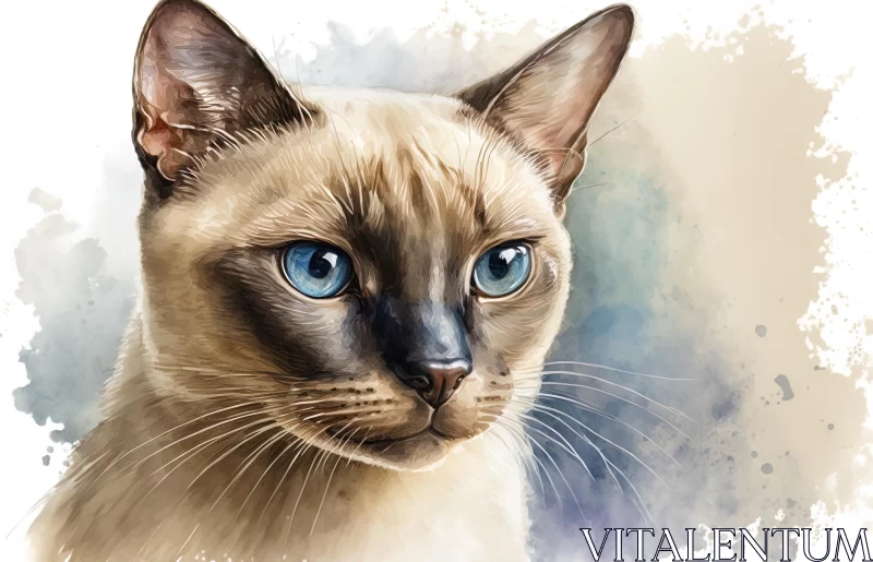 Captivating Siamese Cat Artwork: Hyper-Detailed Portraits in Thai Art Style AI Image