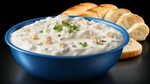 Delicious Creamy Crab Dip with Breadsticks - Food Photography