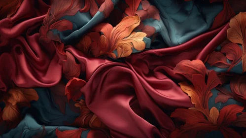 Sumptuous Red and Blue Floral Fabric - Elegance and Beauty