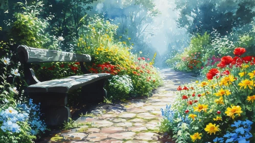 Tranquil Park Watercolor Painting