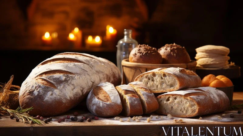 Warm and Abundant Bread Still Life AI Image