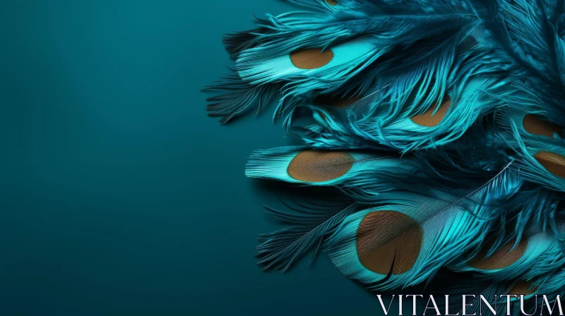 AI ART Blue Peacock Feathers Close-Up