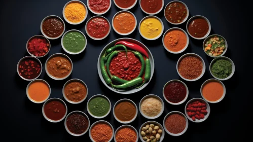 Circular Sauces and Spices - Food Photography
