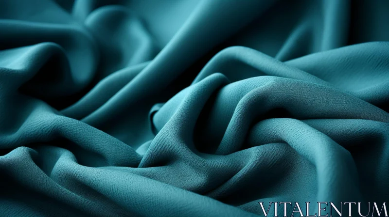 Dark Turquoise Crumpled Fabric Close-Up AI Image