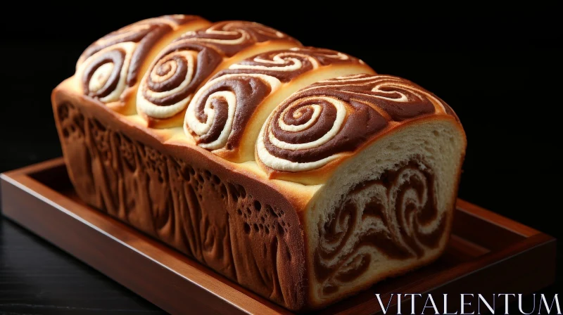 Delicious Chocolatey Bread Spiral Pattern on Cutting Board AI Image