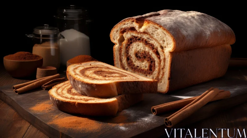 Delicious Cinnamon Bread Photography AI Image