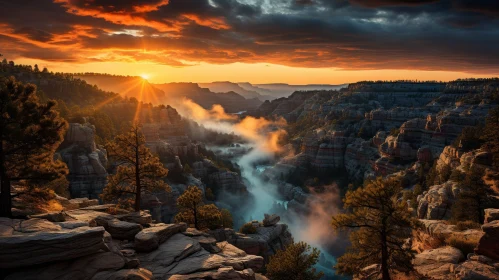Golden Sunset Canyon Landscape