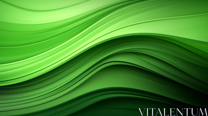 Green Wavy Surface 3D Rendering AI Image