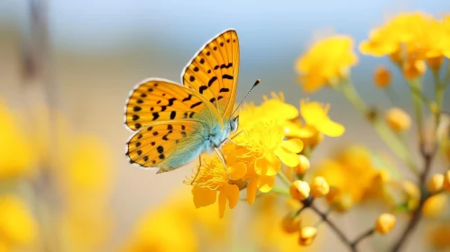 Orange Butterfly on Yellow Flower - Nature Close-up Shot