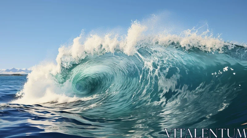 AI ART Powerful Ocean Wave Crashing Against Shore