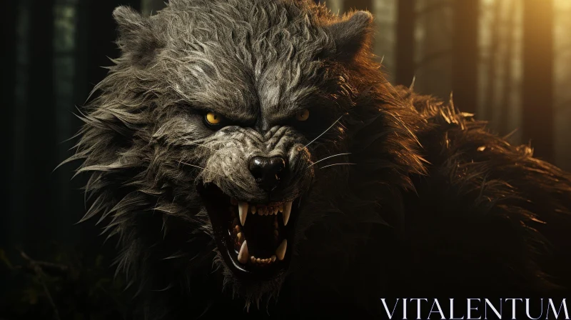 Sinister Werewolf Digital Painting AI Image