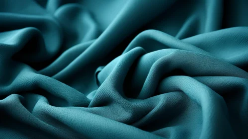 Dark Turquoise Crumpled Fabric Close-Up