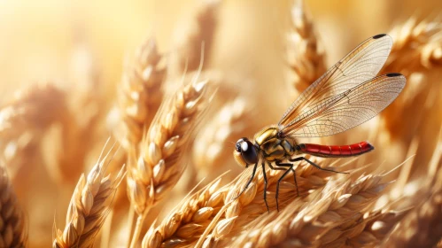 Dragonfly on Wheat: Stunning Nature Close-up