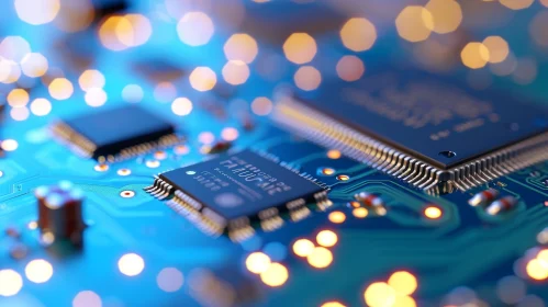 Electronic Circuit Board Close-Up | Microprocessor and Components