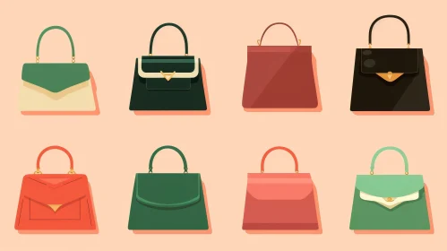 Stylish Handbags Vector Illustration - Colorful Fashion Accessories