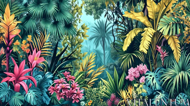 Tropical Rainforest Beauty - A Captivating Nature Scene AI Image