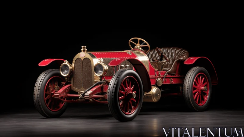 Antique Red Racing Car with Meticulous Design | Dark Gold Style AI Image
