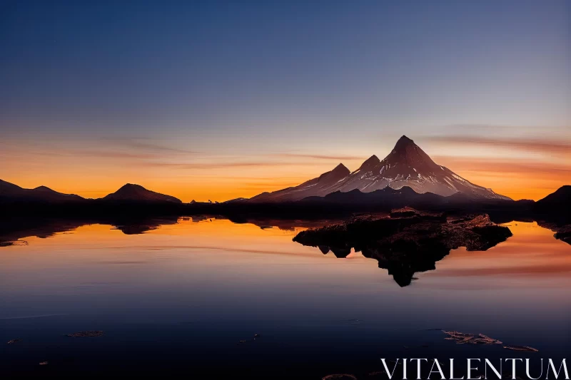 Captivating Mountain Reflection at Sunset | Environmental Awareness AI Image