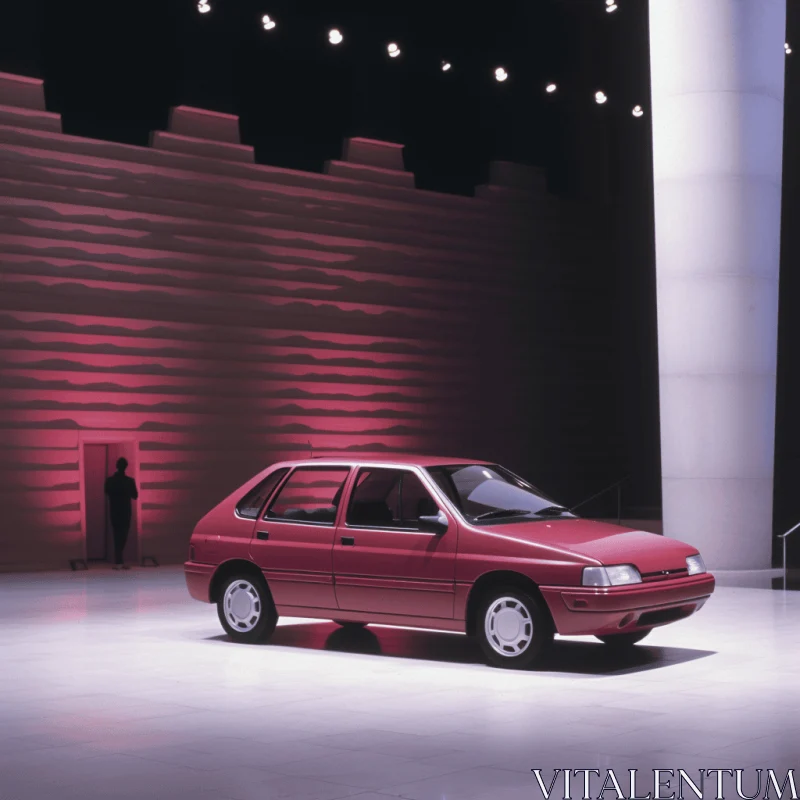 Captivating Red Car with Vaporwave Aesthetics | Prairiecore Design AI Image