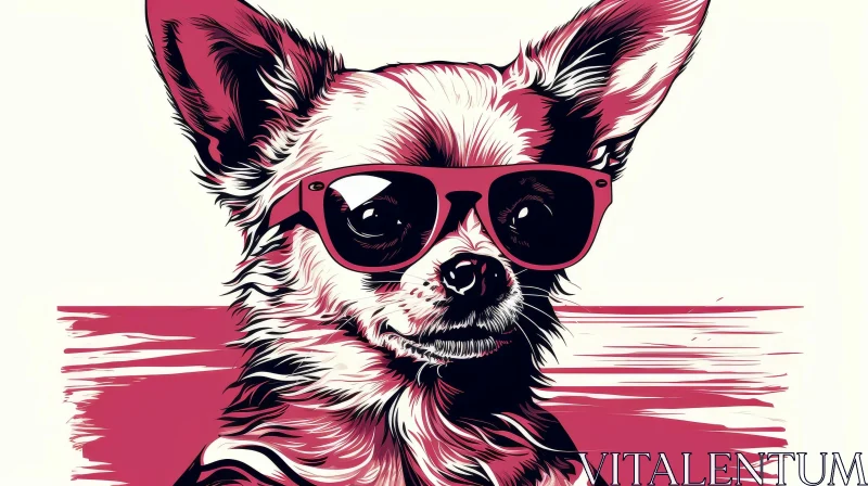 Chihuahua in Sunglasses Illustration | Confident Dog Art AI Image