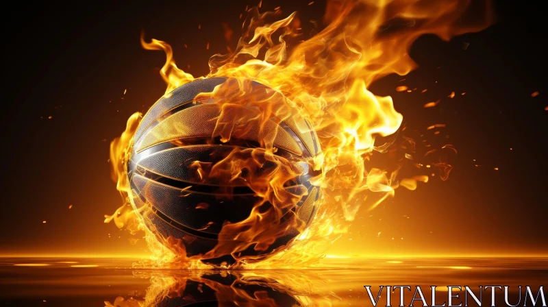 AI ART Fiery Basketball - Intense Symbol of Passion | Sport Image