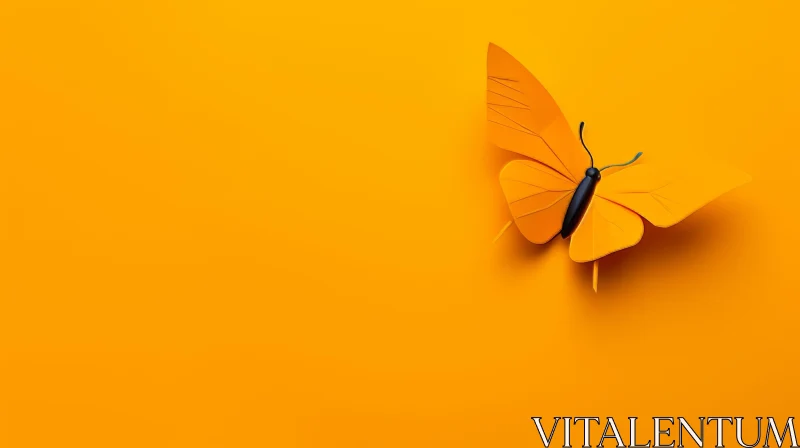 Butterfly 3D Rendering on Yellow Background AI Image