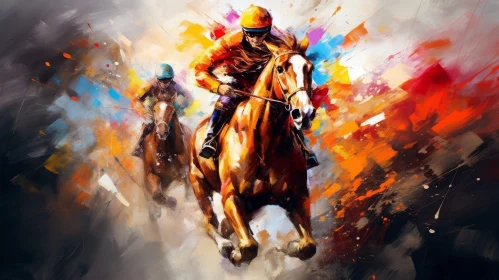 Exciting Horse Racing Painting