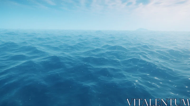 AI ART Rough Sea 3D Rendering - Serene Blue Waves